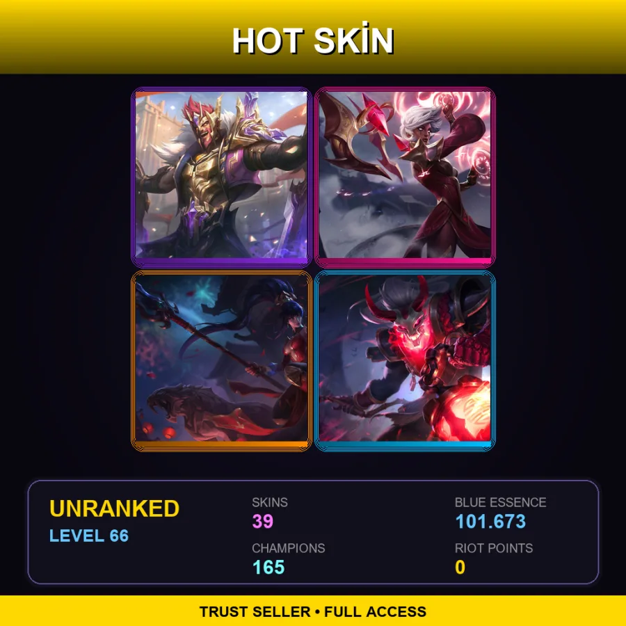 TW | Lv66 | Unranked | 39 Skin | 165 Champ — LoL account