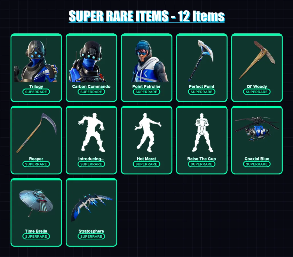 [PC/XBOX] | Trilogy | Carbon Commando | Point Patroller | Deadpool | Hybrid | 166 skin | 204 pickaxe | 166 emote | 165 glider | Lv2688