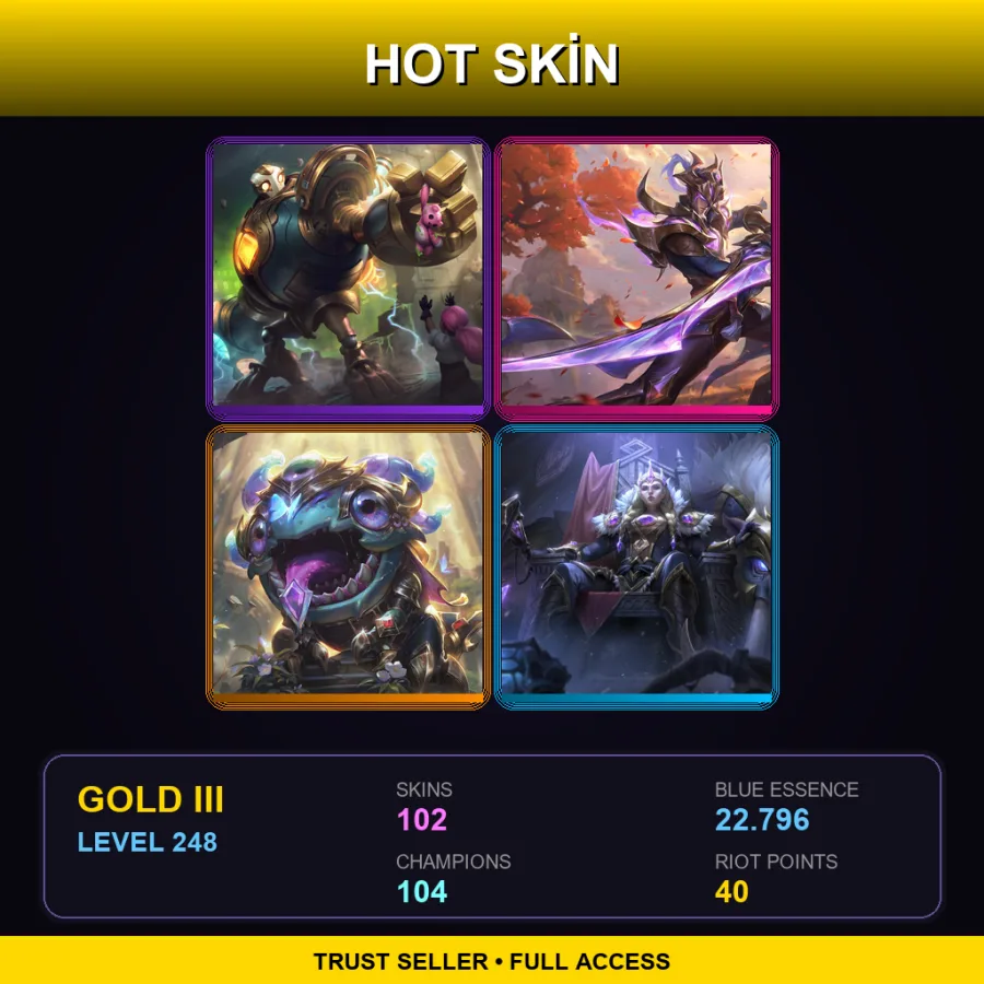EUW | Lv248 | Gold III | 102 Skin | 104 Champ