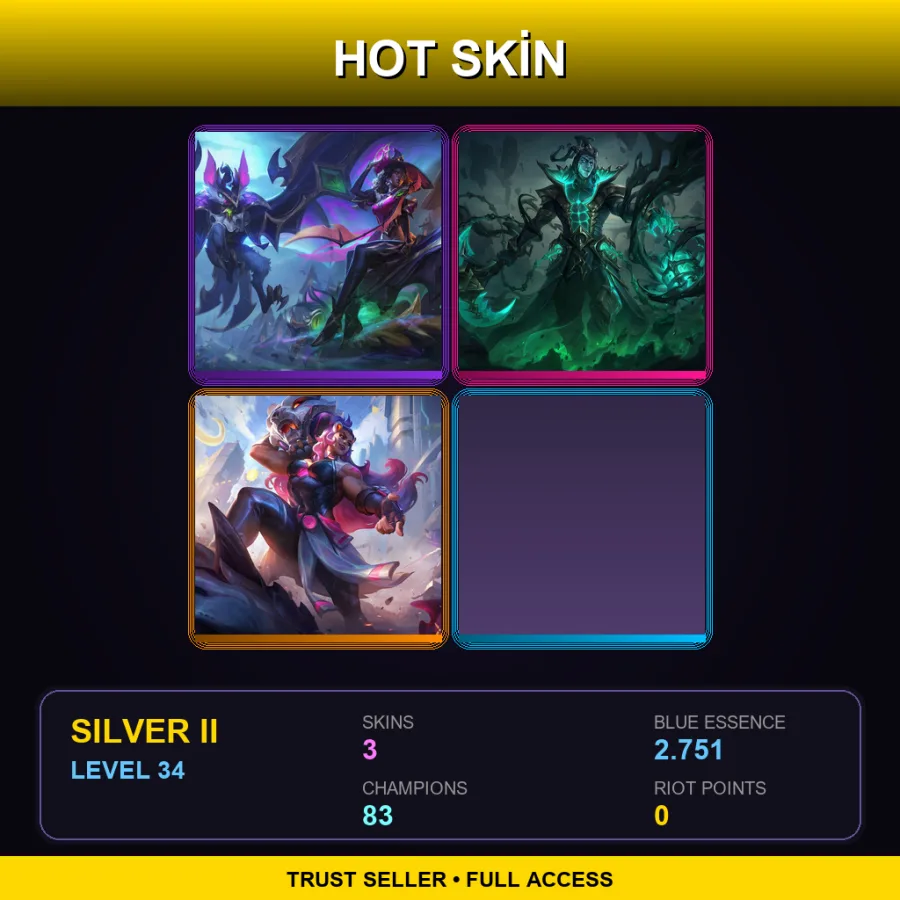 EUW | Lv34 | Silver II | 3 Skin | 83 Champ