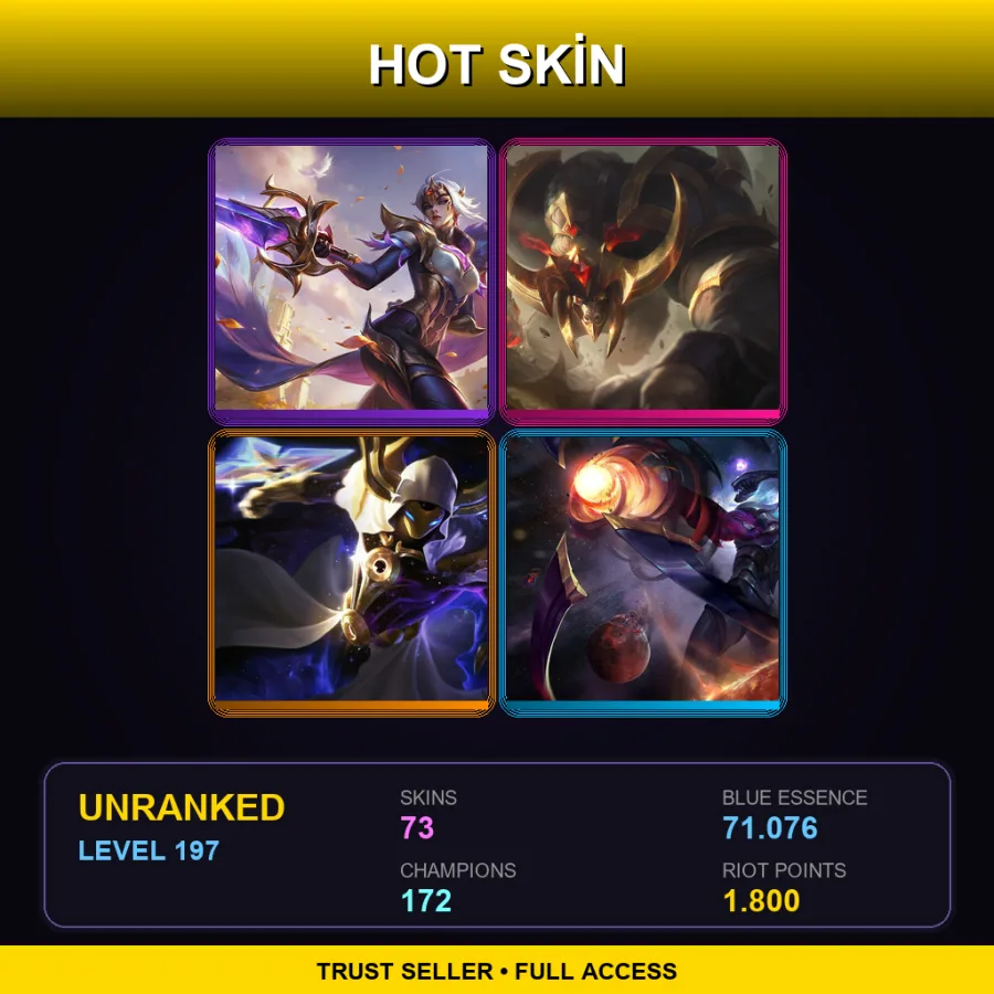 TW | Lv197 | Unranked | 73 Skin | 172 Champ — Unranked / Smurf League of Legends