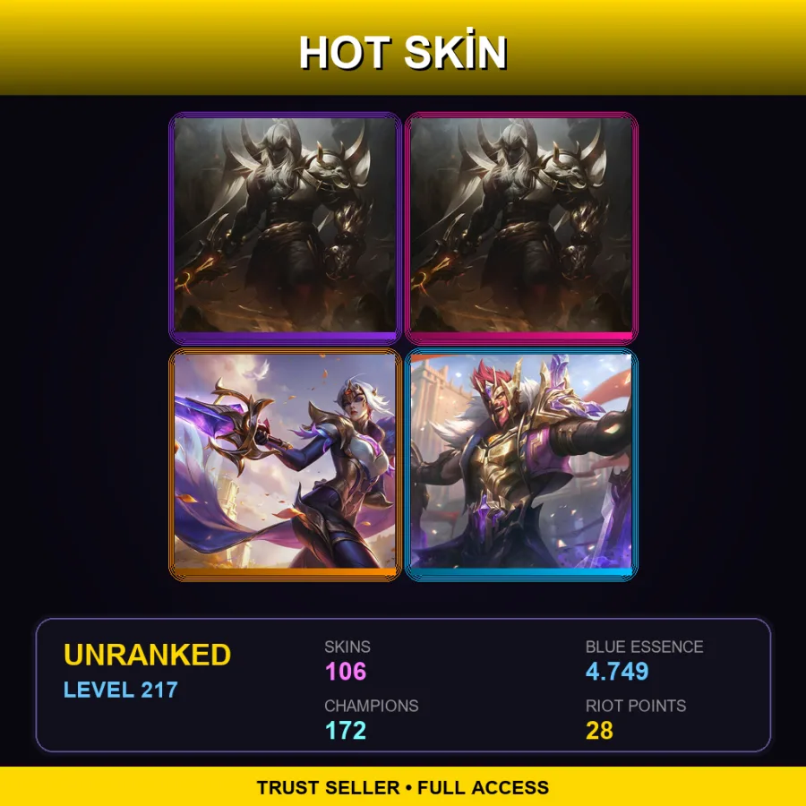 KR | Lv217 | Unranked | 106 Skin | 172 Champ — LoL account