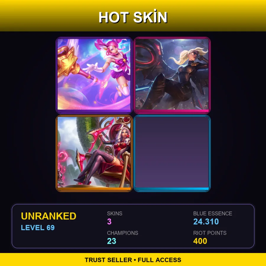 EUW | Lv69 | Unranked | 3 Skin | 23 Champ — LoL account