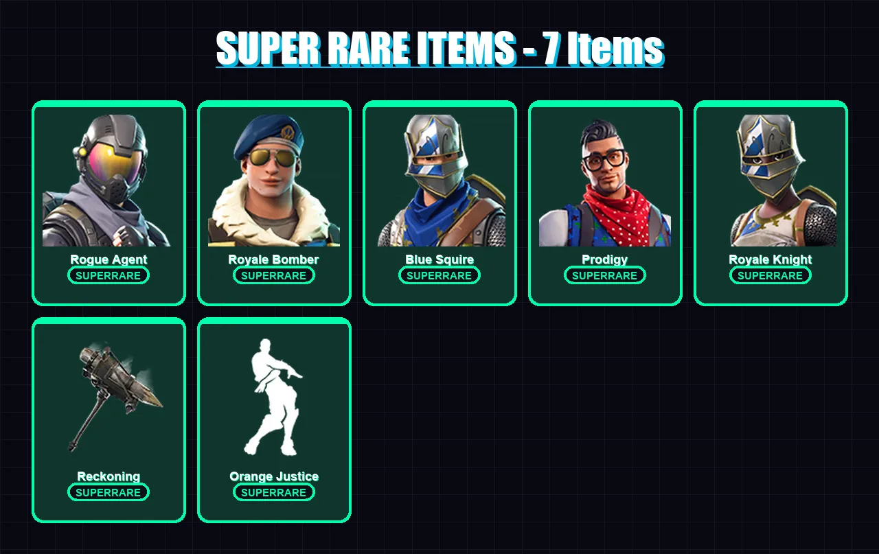 [PS4/PS5/XBOX/PC] | Rogue Agent | Royale Bomber | Blue Squire | Prodigy | Royale Knight | 42 skin | 88 pickaxe | 61 emote | 88 glider | Lv1447