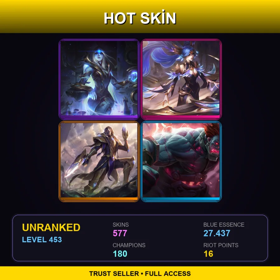 SG | Lv453 | Unranked | 577 Skin | 180 Champ