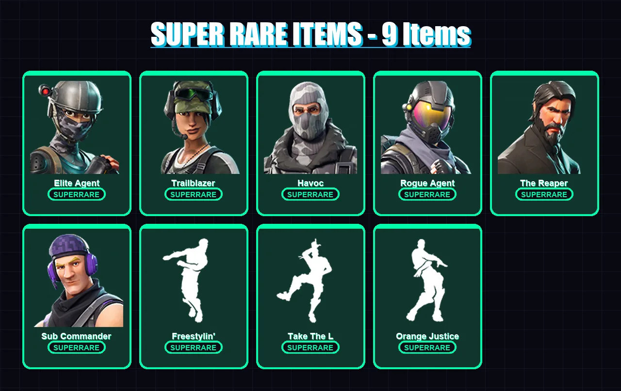 [PC/XBOX/PSN] | Elite Agent | Trailblazer | Havoc | Rogue Agent | The Reaper | 24 skin | 14 pickaxe | 21 emote | 19 glider | Lv214
