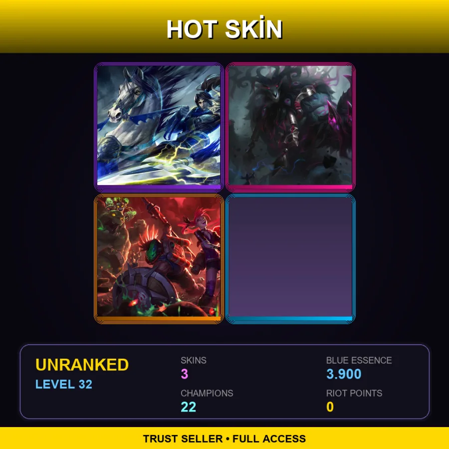 LAS | Lv32 | Unranked | 3 Skin | 22 Champ — LoL account