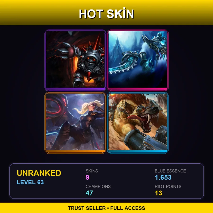 LAS | Lv63 | Unranked | 9 Skin | 47 Champ