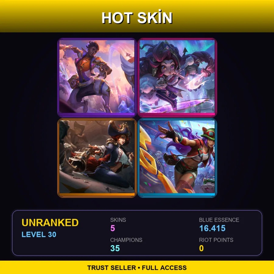 EUNE | Lv30 | Unranked | 5 Skin | 35 Champ — LoL account