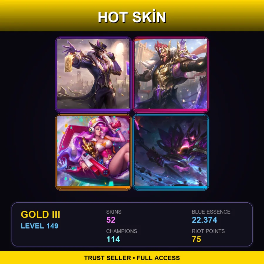 EUNE | Lv149 | Gold III | 52 Skin | 114 Champ