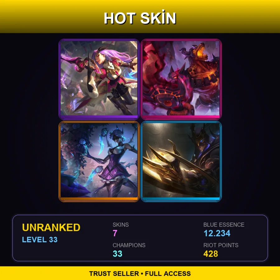 EUW | Lv33 | Unranked | 7 Skin | 33 Champ — Infernal Nasus
