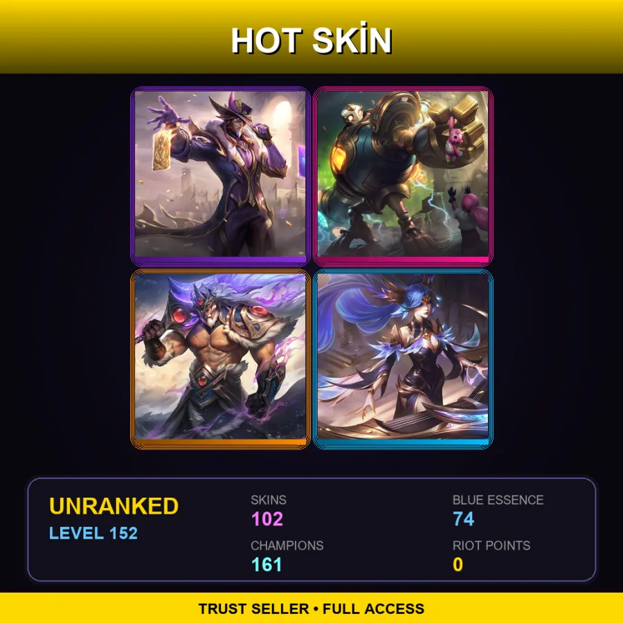 VN | Lv152 | Unranked | 102 Skin | 161 Champ