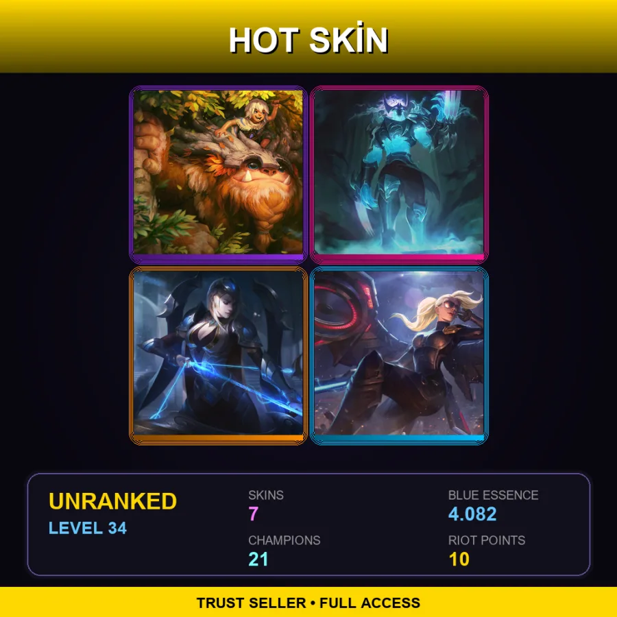 BR | Lv34 | Unranked | 7 Skin | 21 Champ — LoL account