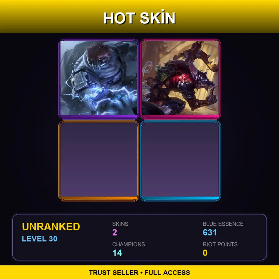 EUW | Lv30 | Unranked | 2 Skin | 14 Champ — LoL account