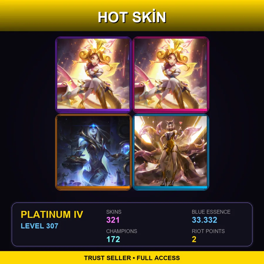 EUW | Lv307 | Platinum IV | 321 Skin | 172 Champ