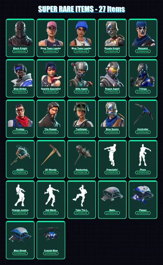 [PS4/PS5/XBOX/PC] | Black Knight | Rose Team Leader | Blue Team Leader | 102 skin | Lv1432