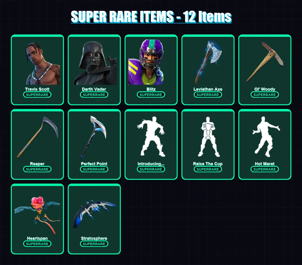 [PS4/PS5/XBOX/PC] | Travis Scott | Darth Vader | Blitz | Sentinel | Gear Specialist Maya | 204 skin | 187 pickaxe | 190 emote | 128 glider | Lv2030