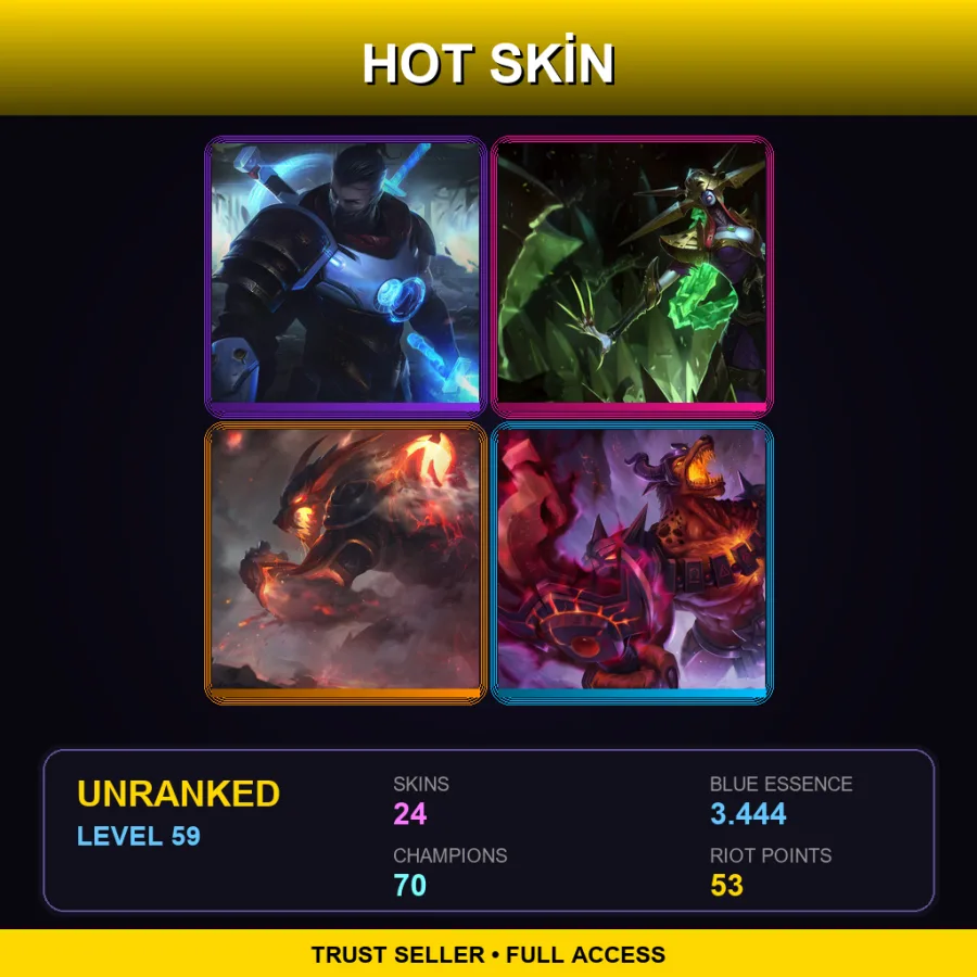 EUW | Lv59 | Unranked | 24 Skin | 70 Champ