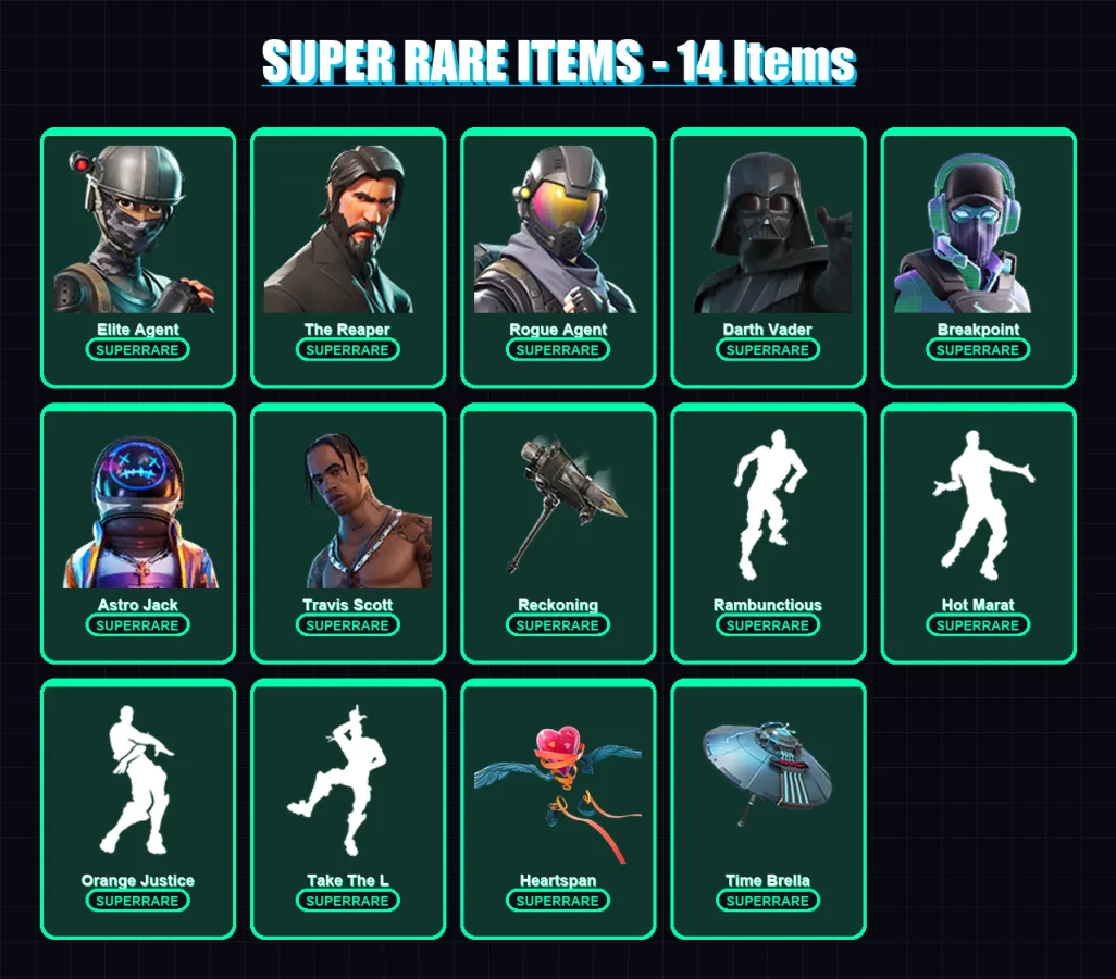 [PC/XBOX] | Elite Agent | The Reaper | Rogue Agent | Darth Vader | Breakpoint | 230 skin | 192 pickaxe | 188 emote | 157 glider | Lv2573