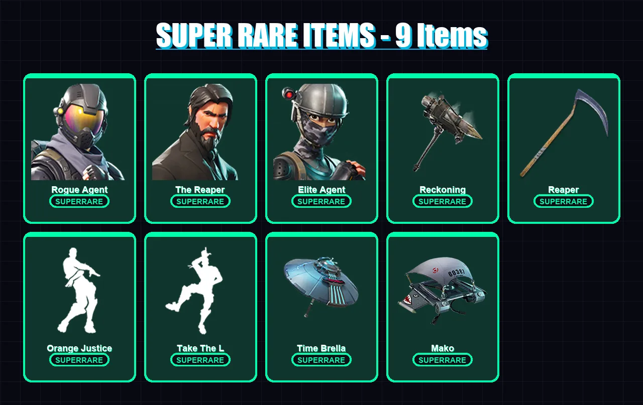 [PC/PSN] | Rogue Agent | The Reaper | Elite Agent | Drift | Omega | 38 skin | 43 pickaxe | 40 emote | 51 glider | Lv736