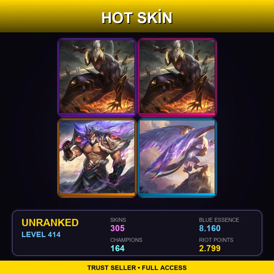 VN | Lv414 | Unranked | 305 Skin | 164 Champ