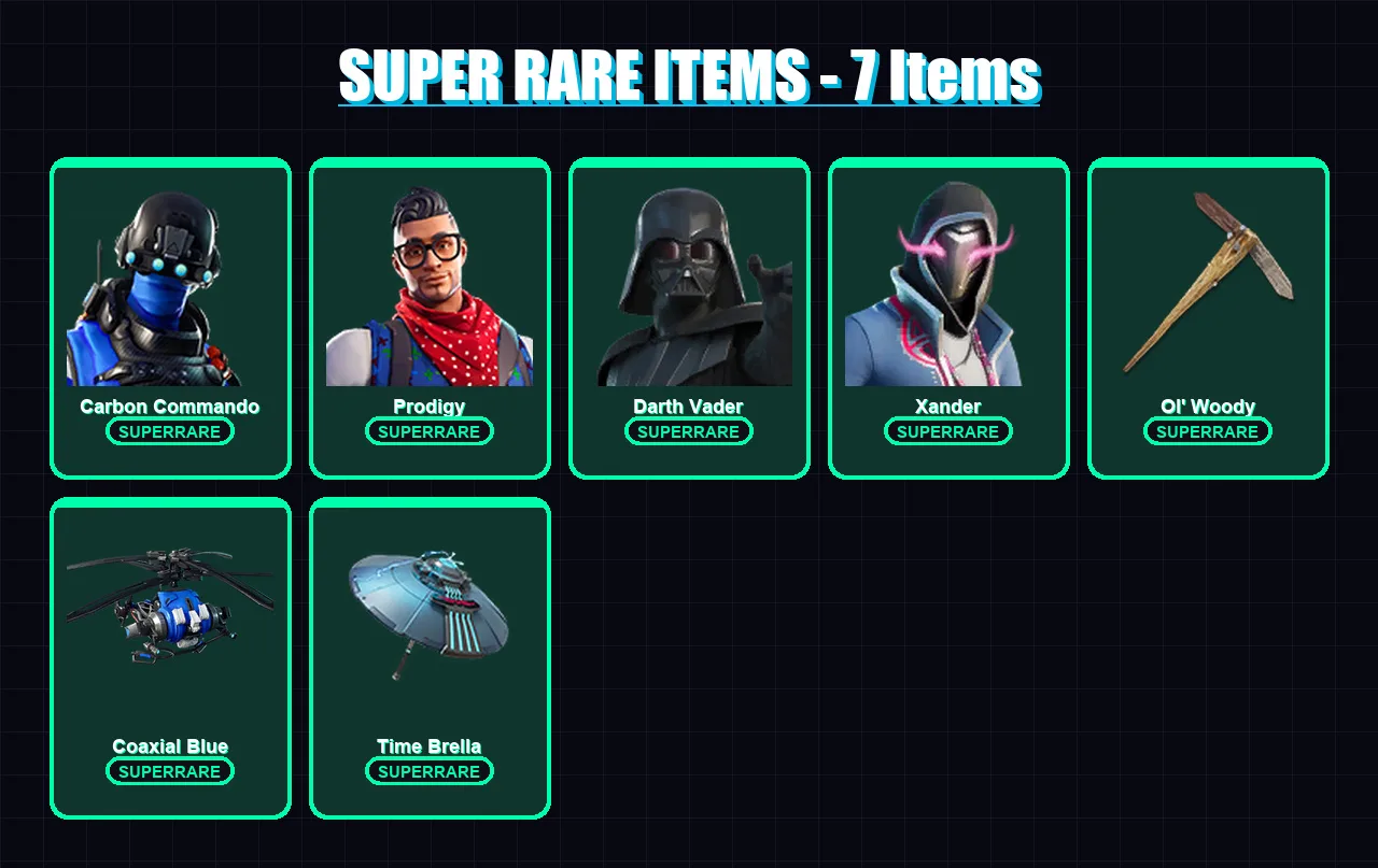 [PS4/PS5/XBOX/PC] | Carbon Commando | Prodigy | Darth Vader | Xander | Ronin | 421 skin | 476 pickaxe | 311 emote | 290 glider | Lv5738