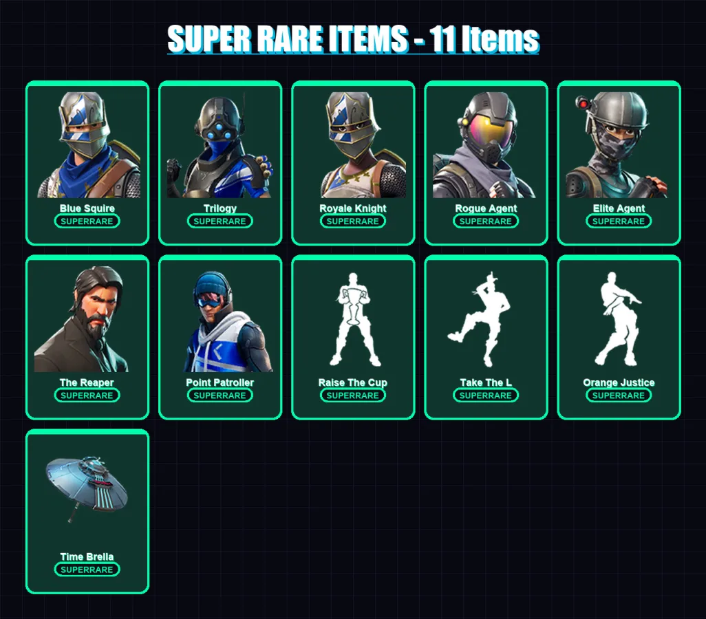 [PS4/PS5/XBOX/PC] | Blue Squire | Trilogy | Royale Knight | Rogue Agent | Elite Agent | 59 skin | 69 pickaxe | 67 emote | 77 glider | Lv1035