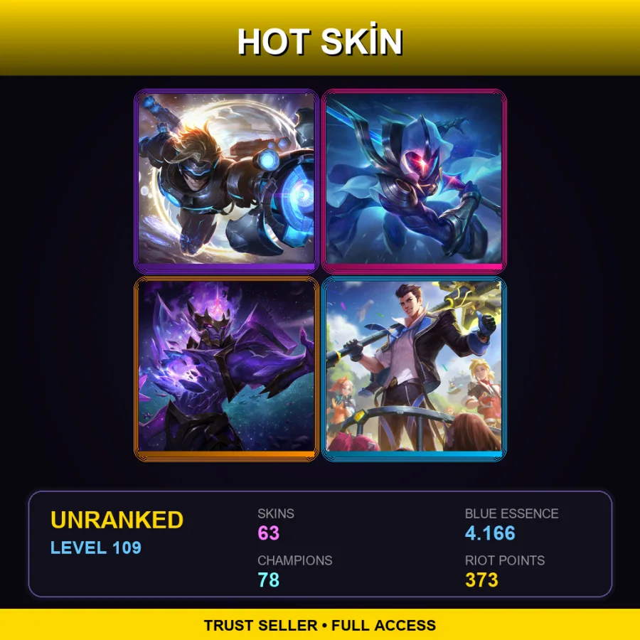 EUW | Lv109 | Unranked | 63 Skin | 78 Champ — LoL account
