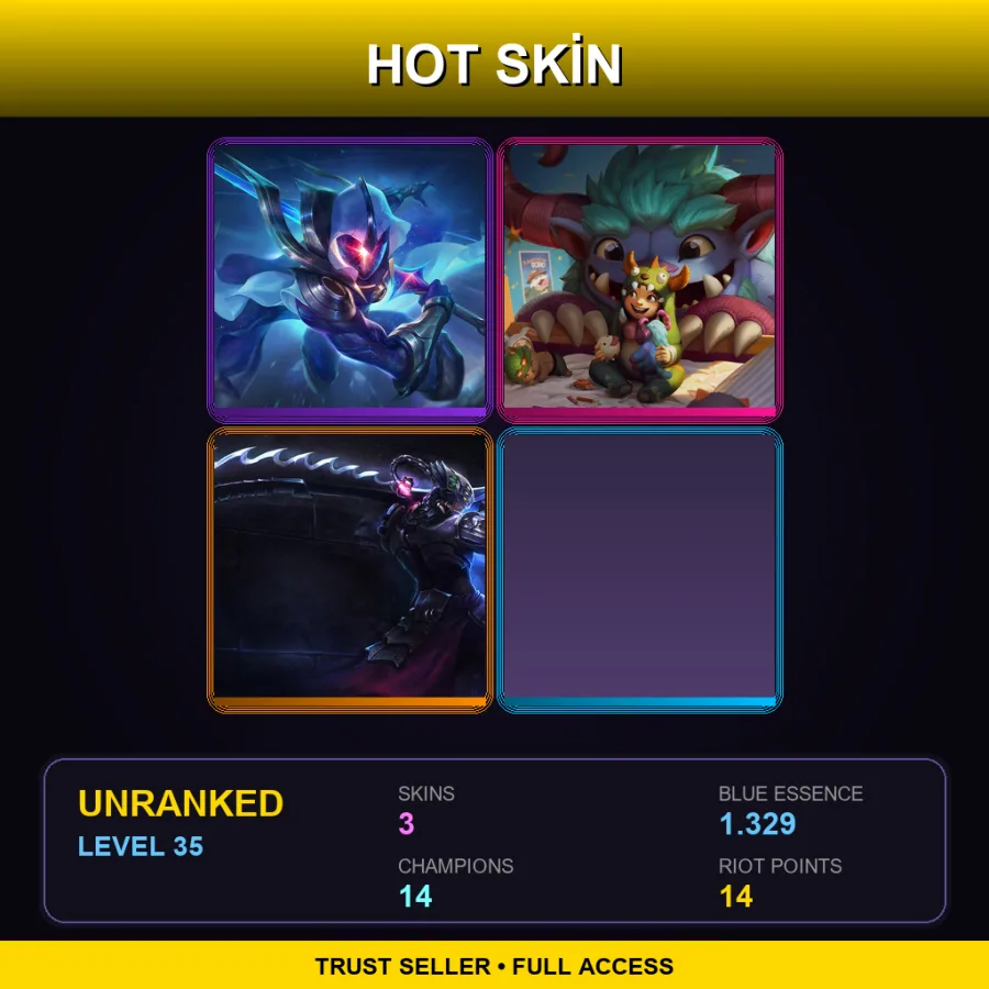 SG | Lv35 | Unranked | 3 Skin | 14 Champ — LoL account