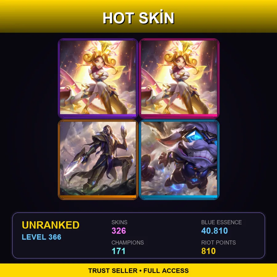 EUNE | Lv366 | Unranked | 326 Skin | 171 Champ