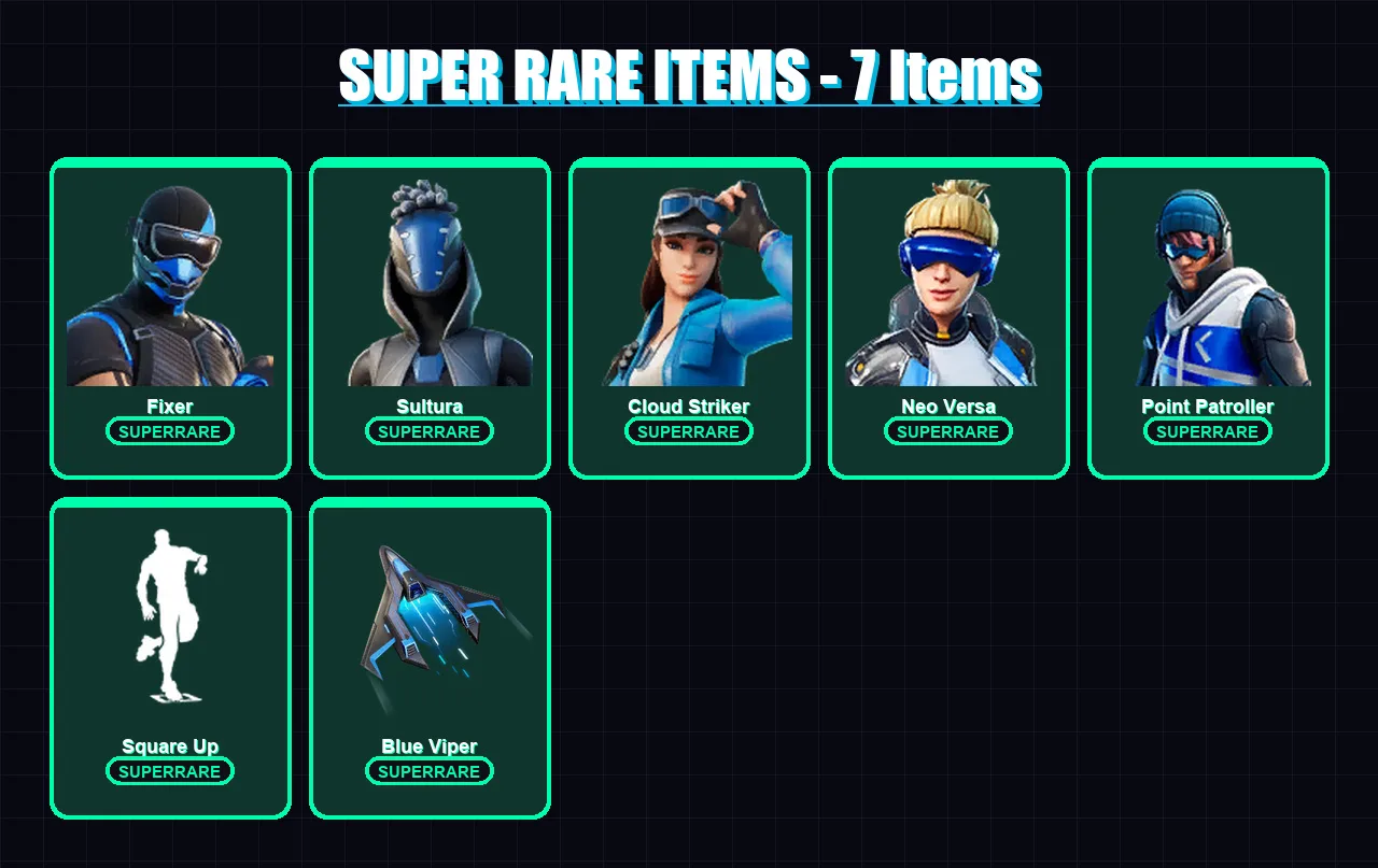 [PC/XBOX] | Fixer | Sultura | Cloud Striker | Neo Versa | Point Patroller | 15 skin | 18 pickaxe | 14 emote | 15 glider | Lv310
