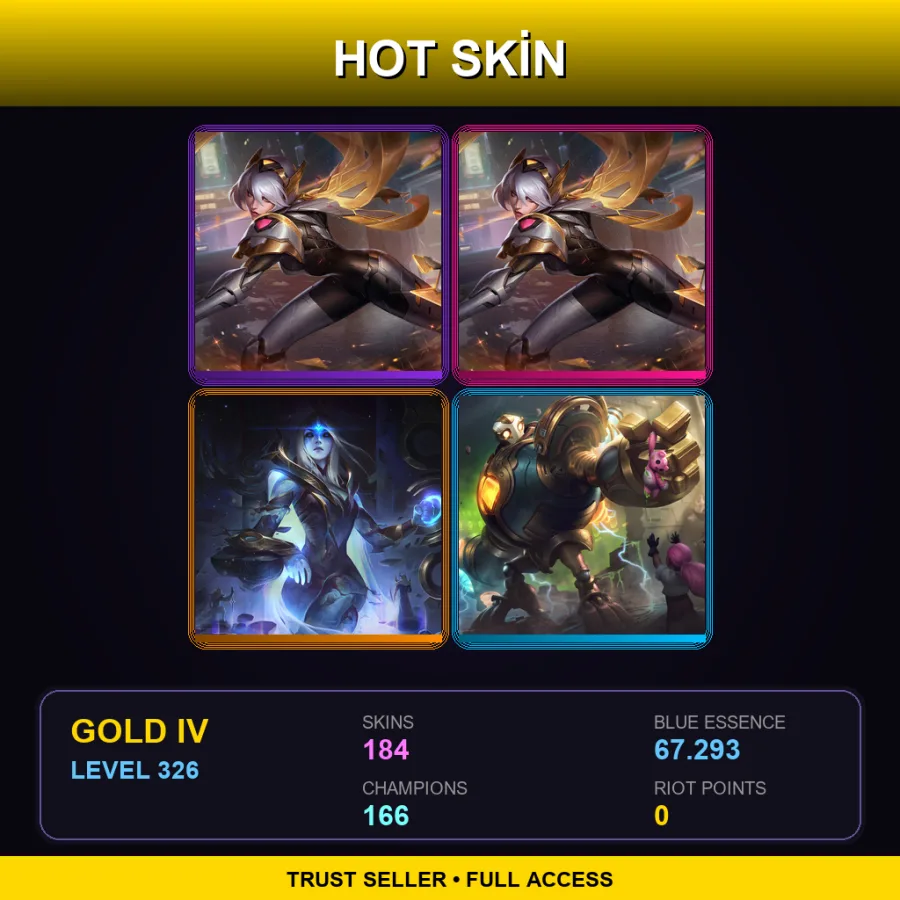 VN | Lv326 | Gold IV | 184 Skin | 166 Champ