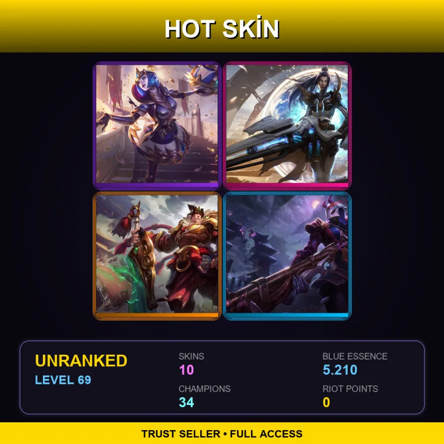 LAS | Lv69 | Unranked | 10 Skin | 34 Champ