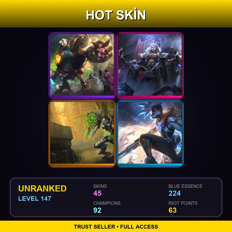 EUNE | Lv147 | Unranked | 45 Skin | 92 Champ — Sea Dog Yasuo