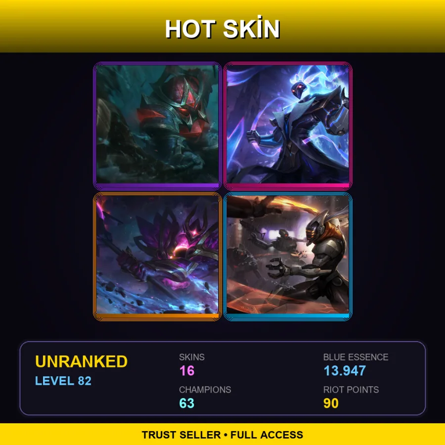 LAS | Lv82 | Unranked | 16 Skin | 63 Champ