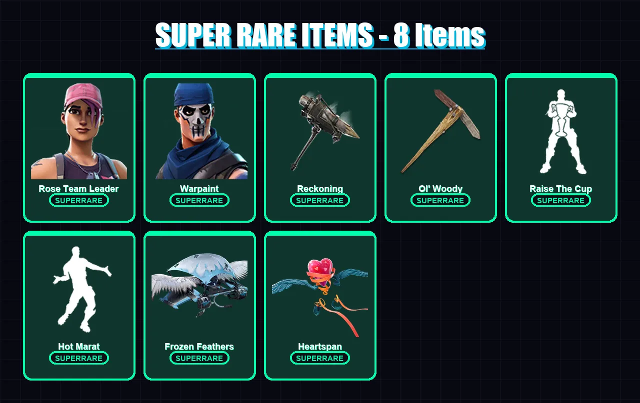 [PC/XBOX/PSN] | Rose Team Leader | Warpaint | Zenith | Fade | Blackheart | 99 skin | 70 pickaxe | 95 emote | 72 glider | Lv761