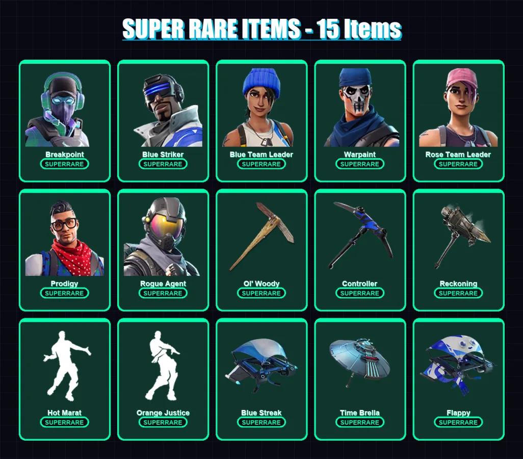 [PC/XBOX] | Breakpoint | Blue Striker | Blue Team Leader | Warpaint | Rose Team Leader | 187 skin | 203 pickaxe | 177 emote | 194 glider | Lv2933 — Fortnite account