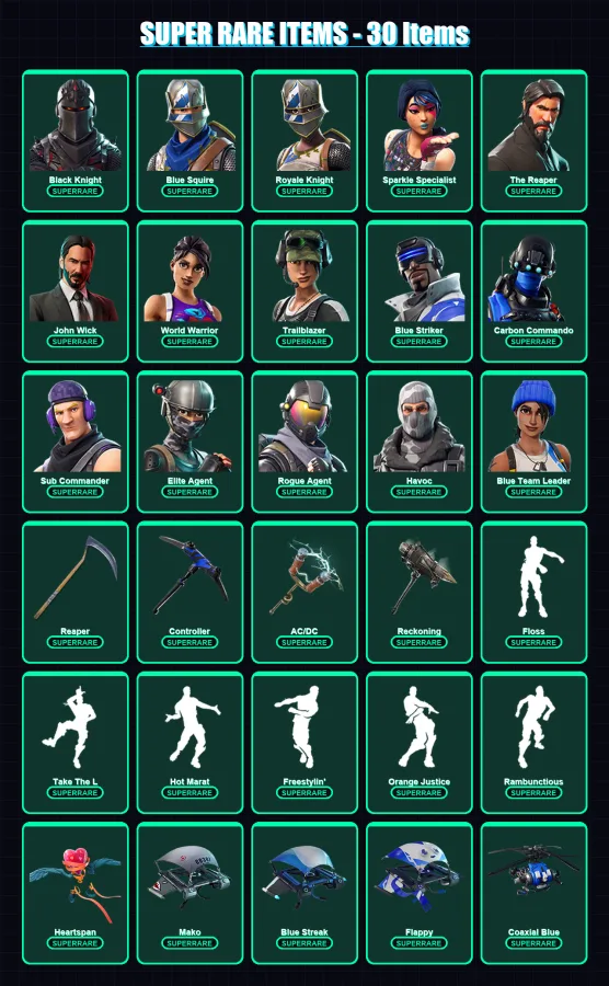 [PC/XBOX/PSN] | Black Knight | Blue Squire | Royale Knight | Sparkle Specialist | The Reaper | 102 skin | 53 pickaxe | 83 emote | 57 glider | Lv775 — Fortnite account