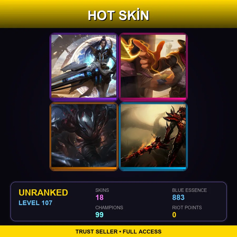 VN | Lv107 | Unranked | 18 Skin | 99 Champ — LoL account