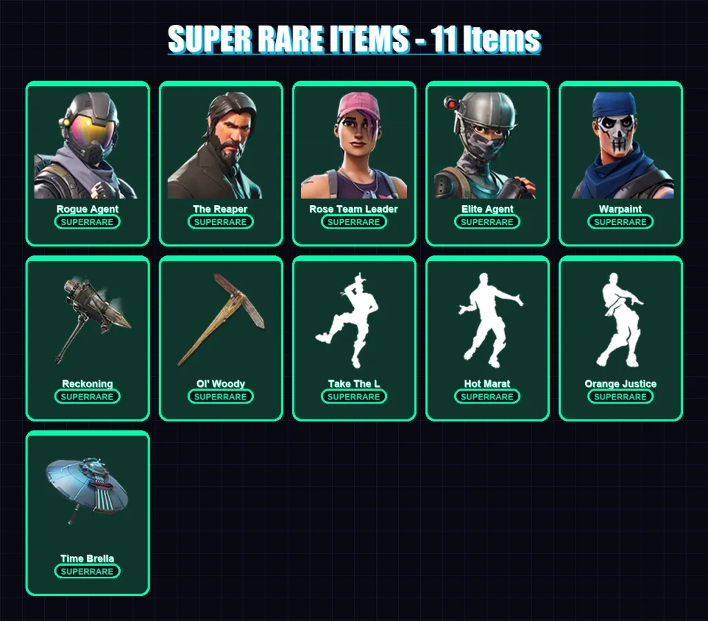 [PS4/PS5/XBOX/PC] | Rogue Agent | The Reaper | Rose Team Leader | Elite Agent | Warpaint | 76 skin | 62 pickaxe | 88 emote | 70 glider | Lv829 — Fortnite account