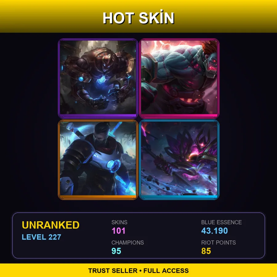 EUNE | Lv227 | Unranked | 101 Skin | 95 Champ — Shiba Yuumi