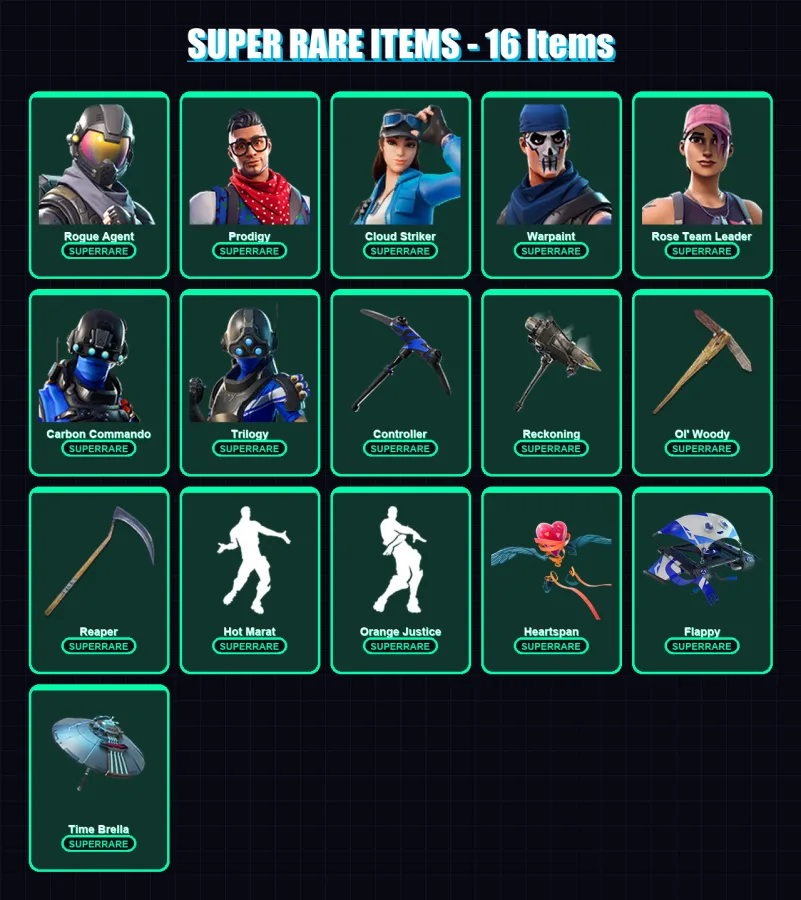 [PS4/PS5/XBOX/PC] | Midas | Rogue Agent | Prodigy | Cloud Striker | Warpaint | 67 skin | 125 pickaxe | 104 emote | 115 glider | Lv1920