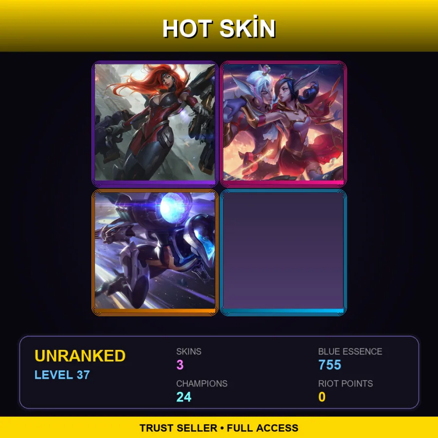 TR | Lv37 | Unranked | 3 Skin | 24 Champ — LoL account