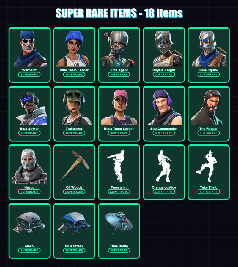 [PS4/PS5/XBOX/PC] | Warpaint | Blue Team Leader | Elite Agent | Royale Knight | Blue Squire | 27 skin | 39 pickaxe | 43 emote | 32 glider | Lv482