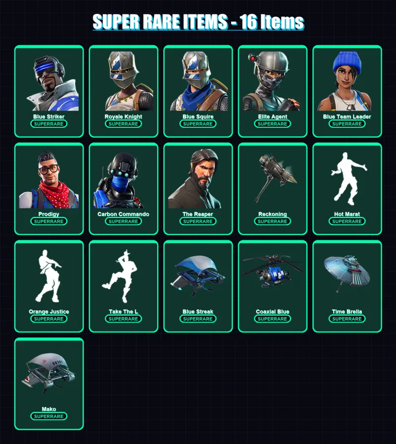 [PS4/PS5/XBOX/PC] | Blue Striker | Royale Knight | Blue Squire | Elite Agent | Blue Team Leader | 72 skin | 87 pickaxe | 79 emote | 95 glider | Lv12