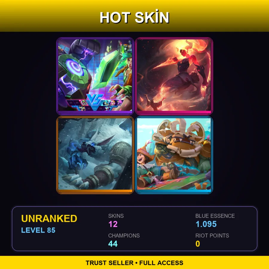 LAN | Lv85 | Unranked | 12 Skin | 44 Champ — LoL account