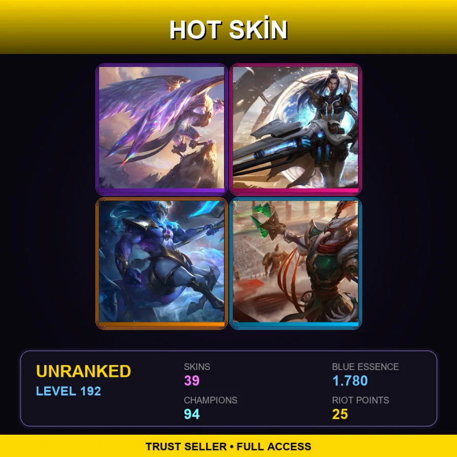 NA | Lv192 | Unranked | 39 Skin | 94 Champ