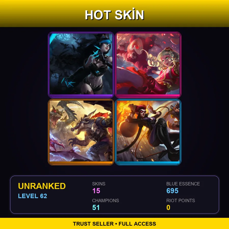 LAS | Lv62 | Unranked | 15 Skin | 51 Champ