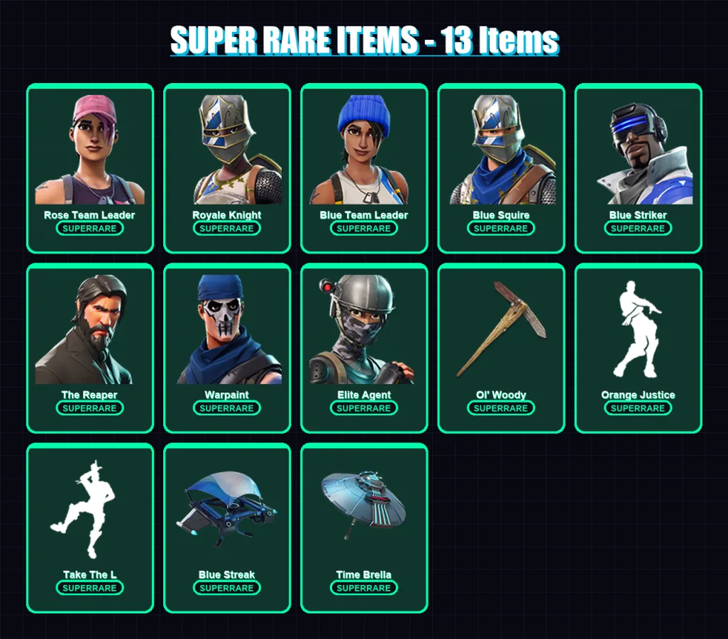 [PC/XBOX] | Rose Team Leader | Royale Knight | Blue Team Leader | Blue Squire | Blue Striker | 25 skin | 39 pickaxe | 33 emote | 43 glider | Lv591