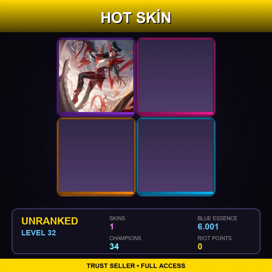 EUNE | Lv32 | Unranked | 1 Skin | 34 Champ — LoL account